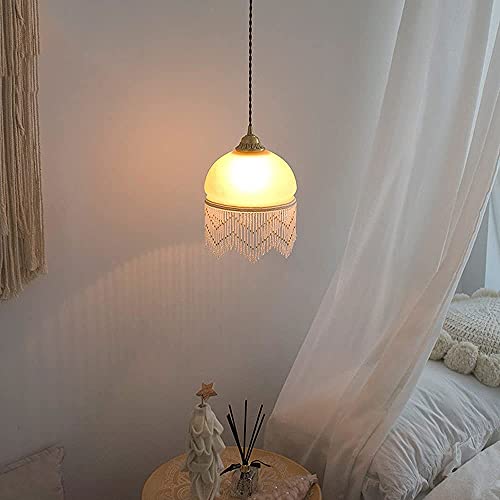 Iluminación colgante de cristal con borla para techos altos 4