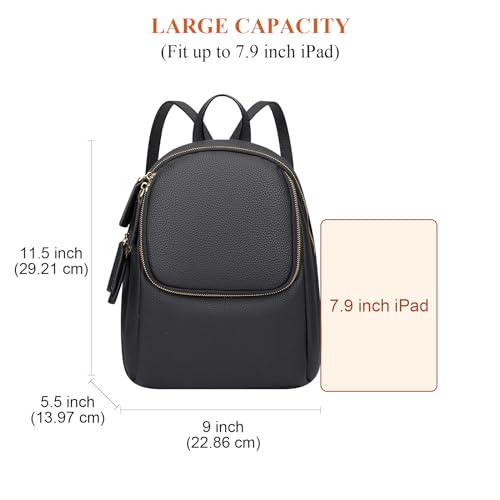 Image of Over Earth Genuine Leather Backpack for Women Small Daypack Purse Casual Fashion Backpacks(O218E Black)