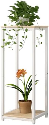 Plant Stand Indoor Corner Tall 2 Tier Metal Modern Flower Storage...