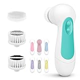 Waterproof Facial Cleansing Spin Brush Set with 3 Exfoliating Brush Heads - Complete Face Spa System by CLSEVXY - Advanced Microdermabrasion for Gentle Exfoliation and Deep Scrubbing(Gray)