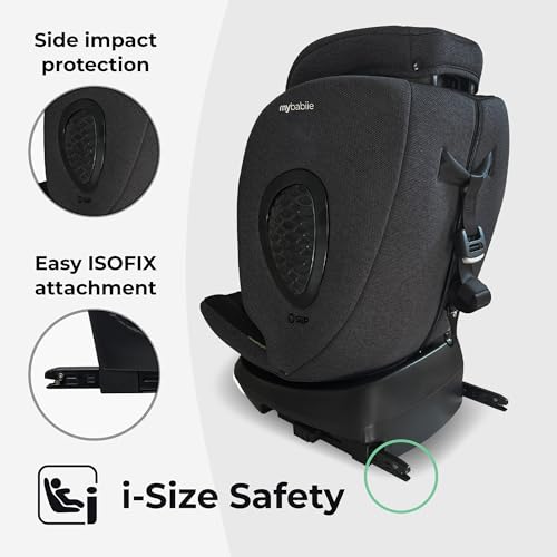 My Babiie MBCS200 360° Spin R129 Baby Car Seat – Top Tether, ISOFIX, Birth to 12yrs (40-150cm), i-Size, ERF, Group 0+/1/2/3, Rotating 360 Swivel - Black - Image 6