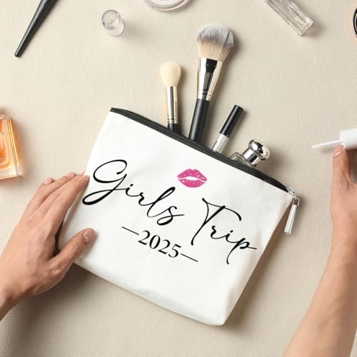 6 PCS Girls Trip Gifts Favors 2025 Girls Weekend Gifts for Women Bestie Gifts Friend Gifts Girls Trip Favors for Her Sister Wife Friendship Holiday Vacation Makeup Bag Weekend Bags for Women4
