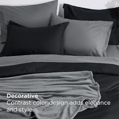 Image of Bedsure Twin Comforter Set Black, 6 Pieces Prewashed Twin Size Bed in a Bag with Soft Fleece Bed Blanket, Down Alternative Bedding Set for All Seasons, Sheets, Pillowcase & Sham