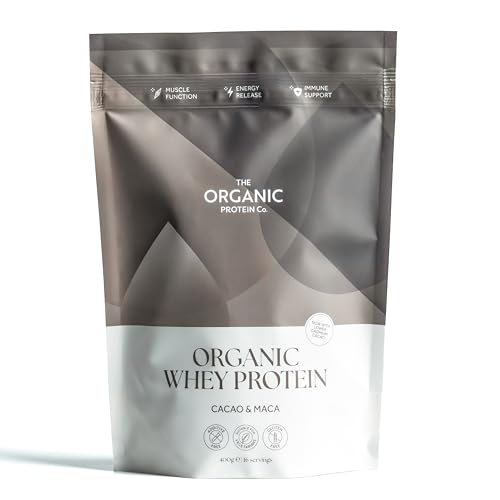The Organic Protein Co. - Chocolate Organic Whey Protein Powder - No Additives UPFs or Emulsifiers - Clean Undenatured & Bioactive - Grass Fed Vegetarian & Gluten Free 400g