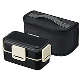 スケーター(Skater) 弁当箱 ランチボックス 男性用 2段 850ml 食洗機対応 ふわっと盛れる 保冷バッグ セット 日本製 ブラック KCPFLW9AG-A