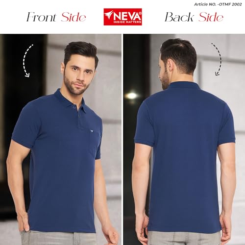 Image of NEVA Men's Regular Fit Half Sleeve Polo Neck T-Shirt with Chest Pocket