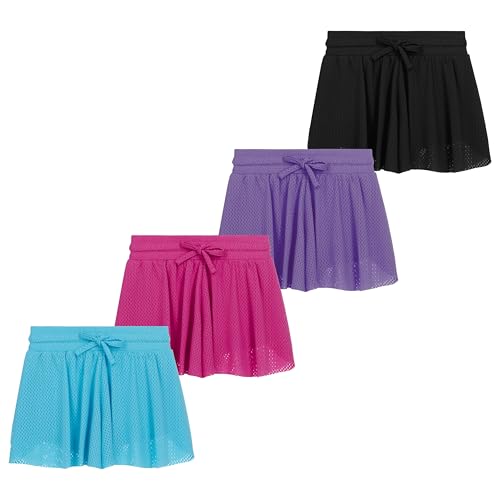 La mejor comparación de Pantalones cortos deportivos para Niña que Puedes Comprar On-line. 46 Paquete de 4 pantalones cortos deportivos de malla para niñas, pantalones cortos deportivos ligeros para niñas, con forro en la cintura con cordón, Rosado, 10