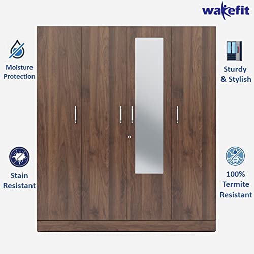 Wakefit-Wardrobe-1-Year-Warranty-Almirah-Wooden-Wooden-Cupboard-for-Clothes-Gingham-Wardrobe-18-mm-Panels-in-Matt-Finish-4-Door-with-Mirror-and-Hanging-Space-Columbia-Walnut