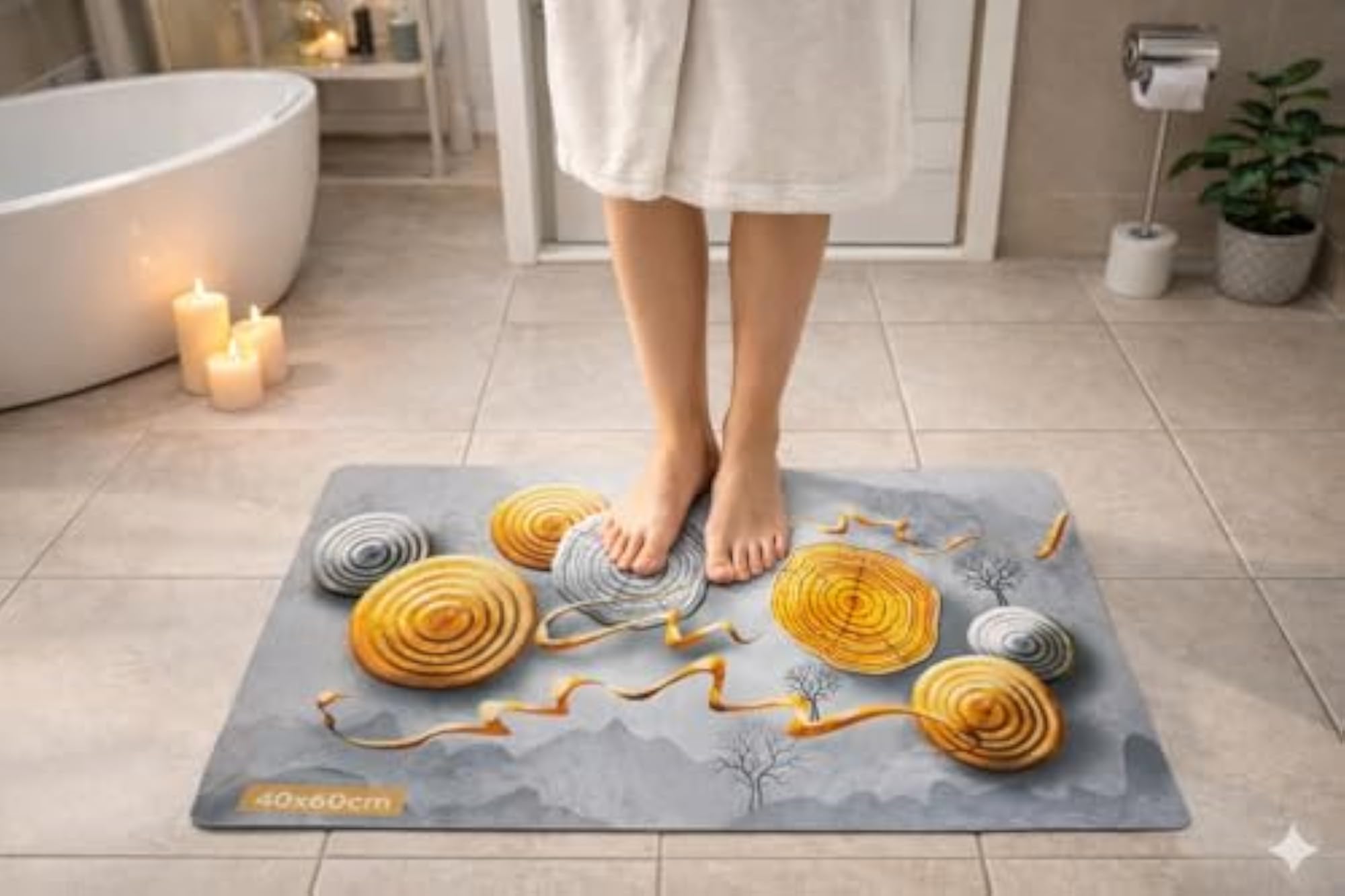 3D String Design Rectangle Shaped Bath Mats, Soft and Absorbent