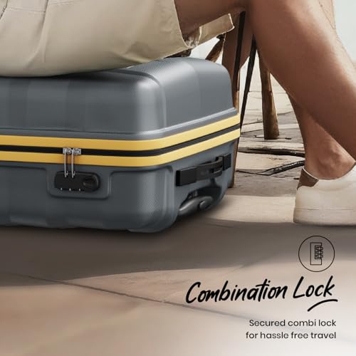 Image of Aristocrat Polycarbonate Spinner Comet Cabin Trolley Bag 56cm|Small|Hard Luggage| Smooth 8-Wheel Suitcase|Combination Lock with Sturdy Zipper|Full Fabric Convipack|3-Year International Warranty (Grey)
