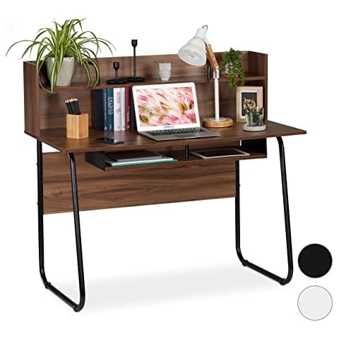 Relaxdays Modern Desk with Shelving Cover