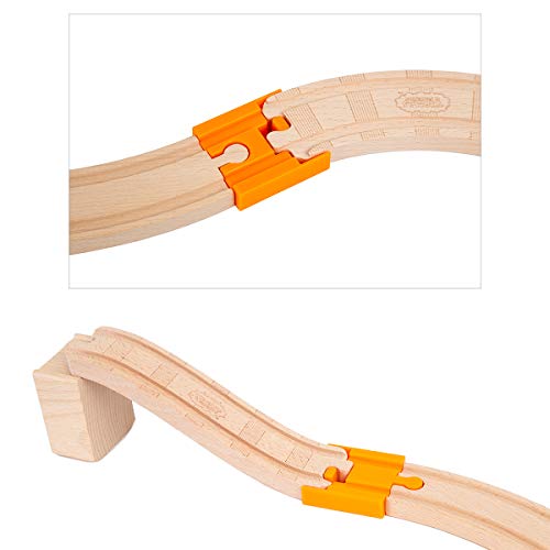 orbrium toys 8 pcs wooden train track male-male female-female adapter pack fits thomas brio chuggington set
