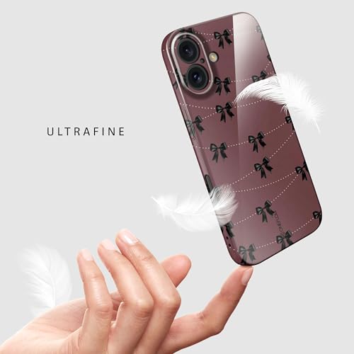Coque iPhone 16 fine contre les rayures d'objectif avec motif Rouge Noir Boucles