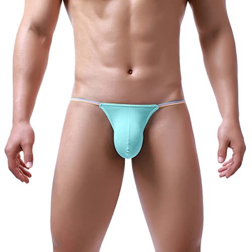 Men's Sexy Pouch G-String Mens Jockstrap Underwear Men's Everyday Cotton Stretch Jockstraps Active Underwear Lace Frilly Sissy Thong Panties Sheer Mesh Bikini Briefs G-string Underwear Light Blue