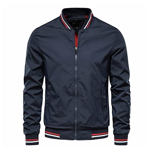 SevenDwarf casacos e jaquetas masculinos Jaqueta corta-vento manga longa gola com zíper Jaqueta masculina listrada casual slim fit