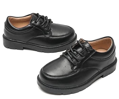Dadawen Boys Girls Classic Leather Lace-Up School Uniform Oxfords Comfort Casual Dress Shoes Loafers Flats (Toddler/Little Kid/Big Kid) Black Us Size 10 M Toddler #TOP18
