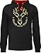 Produktbild Skiurlaub Apres Ski - Hirsch auf der Pirsch - L - Schwarz/Rot - Hirsch - JH003 - Hoodie zweifarbig und Kapuzenpullover für Herren und Damen