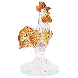 HEATSHAKING Estatua Adorno de Pollo de Jardín de Pollo Decorativo de Cristal Blanco Diseño Encantador y Artesanal para Escritorio y Sala de Estudio