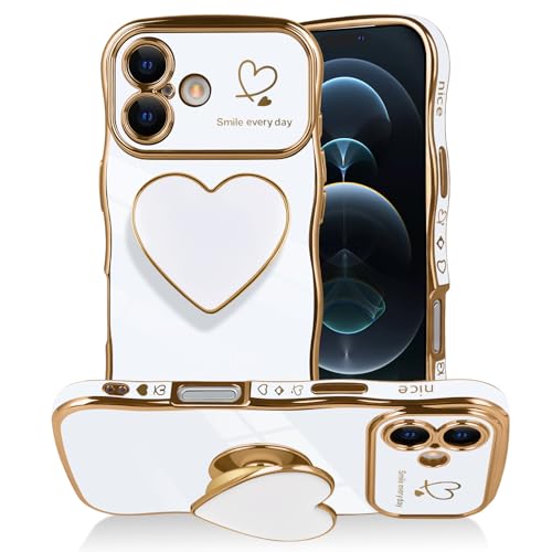 Coque iPhone 16 Plus design cadre de luxe blanc esthétique sophistiquée cœur