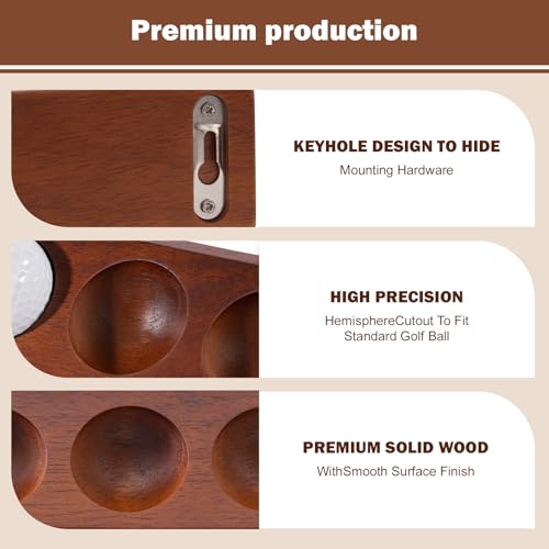 Kiiocwev 1-Pack Wooden Golf Ball Display Case – Wall Mount & Tabletop Holder Image 6