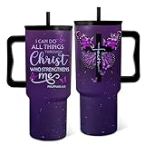 Christian Gifts for Women, I Can Do All Things Christ Tumbler With Handle 24 Oz, Insulated Stainless Steel Faith Bible Verse Cup, Inspirational Religions Birthday Gifts for Girls Women Friends