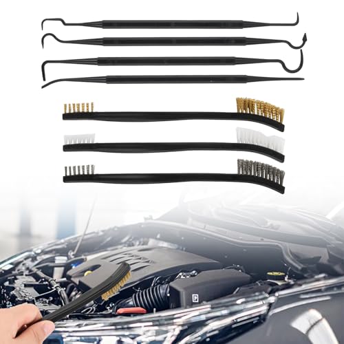 Set di 7 Spazzola in Metallo, Spazzola a Doppio Ottone, Spazzola in Acciaio Nylon, Mini Spazzole di Filo per Pulizia Kit con 4 Spazzole a Gancio, per la Pulizia Ruggine Metallica Spazzola