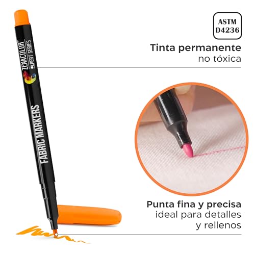 Miniatura 3 de 24 Rotulador Textil Permanente - Rotuladores Para Tela No Tóxica Y Indeleble, Rotulador Permanente Con Punta Fina - Perfecto Para Camisetas, Bolsas, Tote Bag Y Otros Tejidos - Para Niños Y Adultos