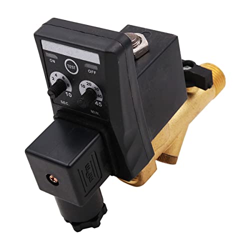 WANGCL Válvula de Drenaje con Temporizador de 1/2 ", válvula solenoide de 220 V Normalmente Cerrada para gestión de condensado de compresor de Aire