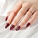 MRSCOL Press on Nails-Dark Red,32 Pcs Press on Nails Almond,Press On Nails Short Reusable 16 Sizes - 32 Nail Kit with Glue