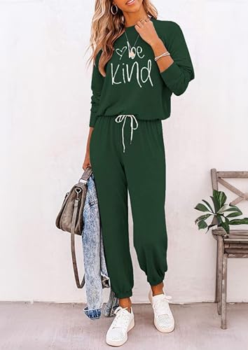 Image of PRETTYGARDEN Women's Two Piece Outfit Long Sleeve Crewneck Pullover Tops And Long Pants Tracksuit | Long Sleeve Shirts, Jogger Pants Pockets, Matching Track Suits, Fall Spring Comfy Clothes for Casual Outing, Cruise, Airport