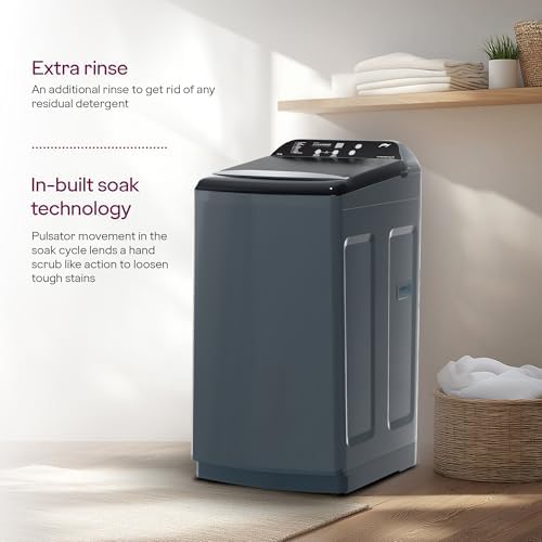 Image of Godrej 8 Kg 5 Star AI Powered, Inbuilt Heater, Fills Tub At ~0 Water Pressure, Fully Automatic Top Load Washing Machine (WTEON ADAC 80 5.0 FEFH GLGR, Glacial Grey)