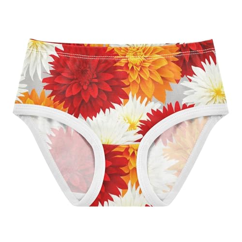 Cotton Toddler Underwear Floral Floral Orange Red Flowers Panties Little Girl Artistic Briefs Girls Undies 2t