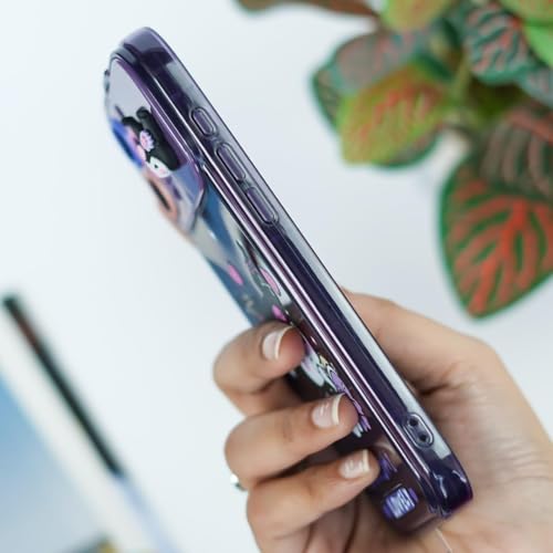 Image of Peeperly Back Cover Case for iPhone 14 Plus Scratch Resistant TPU Shockproof Protective Durable Cartoon Kuromi Flip Mirror Case for Girls & Women(Purple)