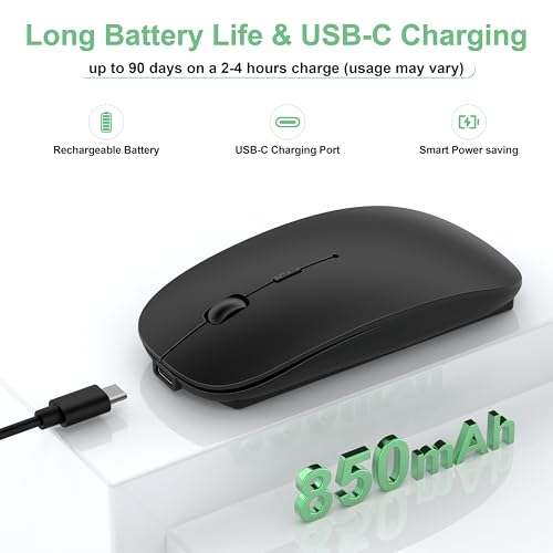 Image of Gizdot-S1 Bluetooth Mouse for Laptop /MacBook Air /Pro & iPad, Wireless Rechargeable Mouse with Type-C, Slim Mouse Jiggler for iMac, 4 Connection Modes, Silent Click, 1600 DPI Compatible Mac OS /Windows