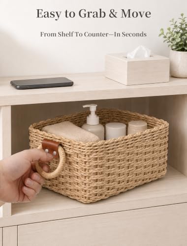 Small-Wicker-Baskets-3-PCS-Paper-Rope-Baskets-for-Shelves-Brown-Recycled-Small-Baskets-3-Sizes-Woven-Baskets-for-Organizing-Decorative-Storage-Baskets-for-Bedroom-and-Bathroom