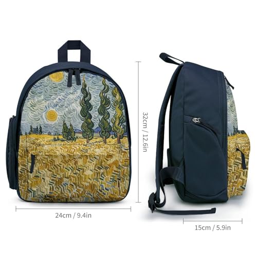 Wheat Fields And Cypress Trees Backpack for Men Women, Durable Small Bookbag Lightweight Daypack for Travel, Hiking, Blue-style2
