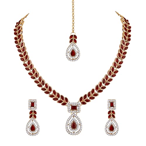Image of Atasi International AD Diamond Kundan Style Silver Plated Crystals Necklace
