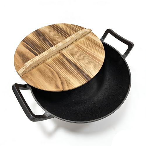 Wok de hierro fundido con tapa 12 pulgadas miniatura 4