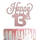 LINGTEER Happy 13th Birthday Cake Topper - Cheers to 13th Birthday Thirteen Years Old Birthday Party