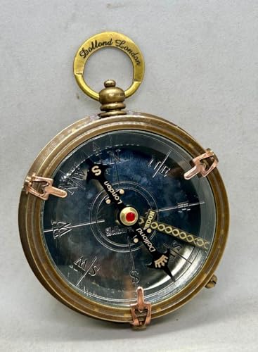 Brújula Náutica de Latón Artesanal Antigüa con Estuche de Cuero Estilo Vintage para Camping y Senderismo miniatura 4