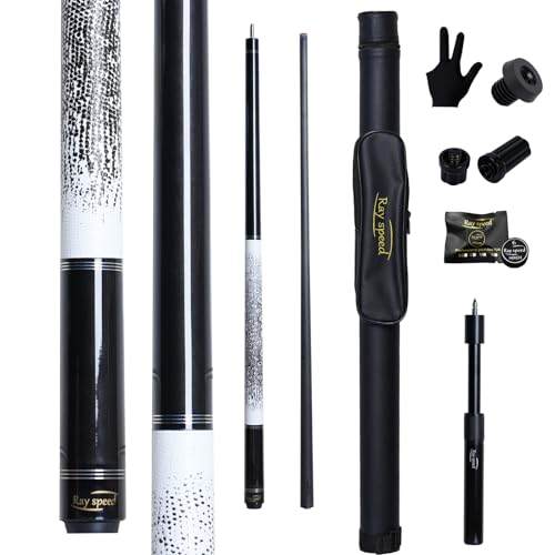 Ray speed Carbon Fiber Pool Cue Stick 12.5mm Rainbow Tip Low Deflection Pool Stick with Uni-loc Pin...