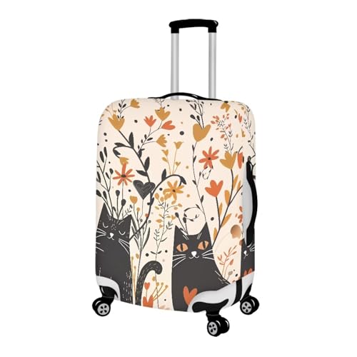 Floral Cats Print Suitcase Protector Cover,Luggage Protective Cover for Women,Luggage Sleeve,Floral Cover for Suitcase,Cover for Luggage,Suitcase Case for Boys Girls2