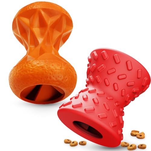 Doudele Dog Toys for Aggressive chewers, Indestructible Toy for Small Dogs Interactive Toy Dog chew Toys (Orange + Red)