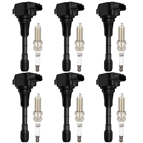 ECCPP UF617 6 ignition coils with 6 iridium Spark Plugs for Nissan for Infiniti 370Z G37 M37 Q50 Q60 Q70 QX50 QX70 V6 3.7L 22448-EY00A UF617