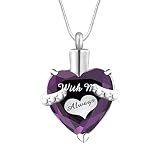 GIONO Cremation Urn Jewelry with me Always Heart Amethyst Keepsake Ash Necklace Memorial Remains Pen