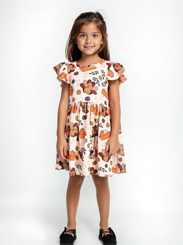 Image of Unique Baby Girls' Short Sleeve Everyday Printed Dresses for Kid and Toddler, Sizes 2T-12Y