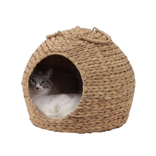 ヤマソロ ペットベッド 猫ちぐら風 キャットハウス 置き型 猫 ネコ ねこ ベッド クッション付き 洗える 天然素材 nenne ネンネ 55-100 ナチュラル