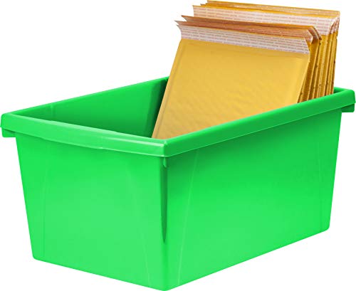 Image of Storex 5.5 Gallon Storage Bin with Lid - Plastic Classroom Organizer for Books and Supplies, Assorted Colors, 6-Pack (62741U06C)