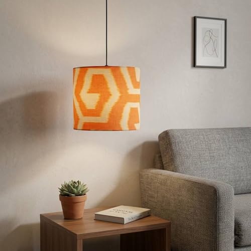 Image of ExclusiveLane 'Amber Sunset' Pendant Hanging Lights for Living Room (22.8 Cm, Cotton Wrapped Over Polyvinyl, Set of 1) | Pendant Lights for Ceiling Lights for Living Room Hanging Lamps for Bedroom