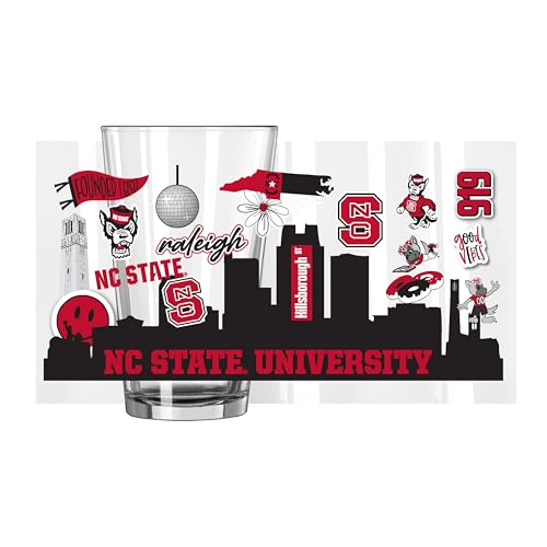 Image of Logo Brands NCAA 16 oz Pint Glass - Durable Glass With Bold Team Color- Chip-Resistant Rim Drinkware For Fans, Tailgates, Home Bars & Everyday Use